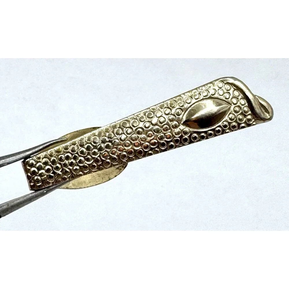 Vintage Tie Clip Gold Tone Pebble Textured Golden Clips Men's Fashion Jewelry